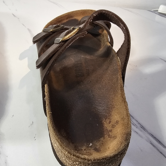 Birkenstock Womens Mayari Brown Leather Toe Loop Slide Casual Sandal EU 38 US 7 - Picture 6 of 14